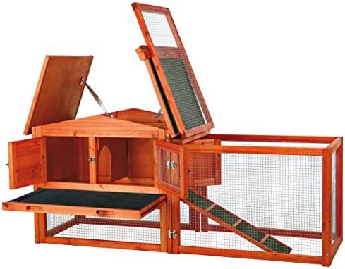 Natural wood elevated hutch with playpen run — photo 4