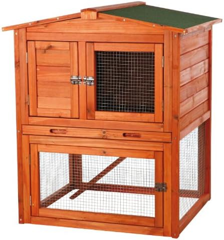 Two story natural hutch with secure run