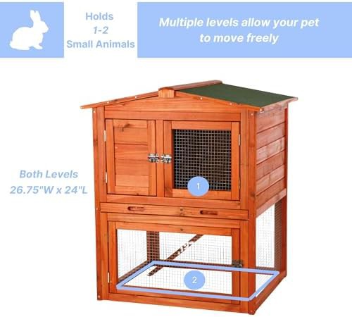 Two story natural hutch with secure run — photo 4