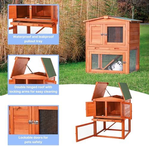 Two story natural hutch with secure run — photo 5