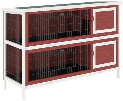 Two story hutch with enclosed run