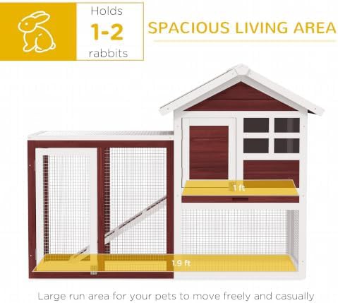 Brown wooden hutch with outdoor run — photo 3