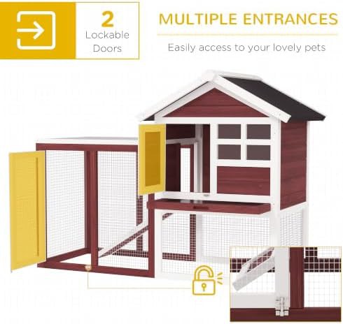 Brown wooden hutch with outdoor run — photo 4