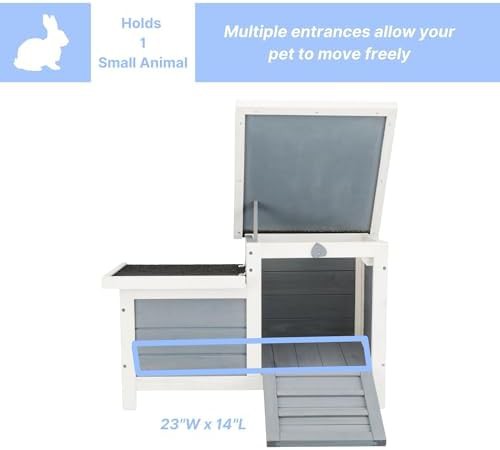 Grey wooden rabbit hideout with dual ramps — photo 4