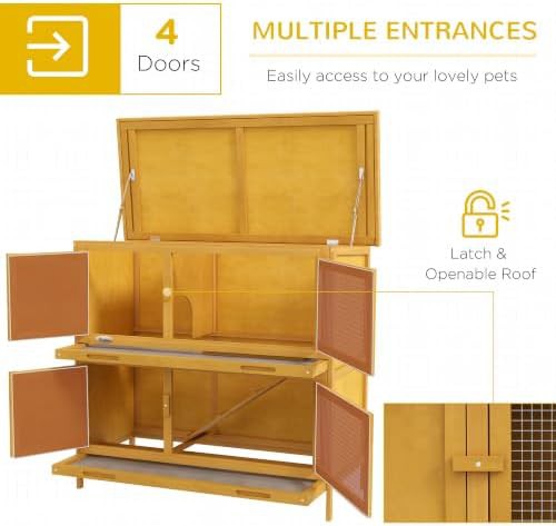 Yellow wooden hutch with weatherproof roof — photo 3
