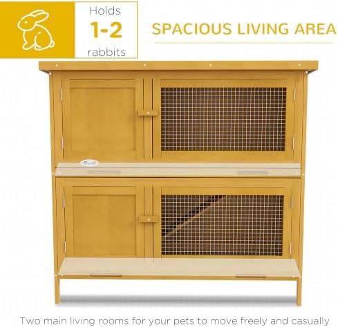 Yellow wooden hutch with weatherproof roof — photo 4