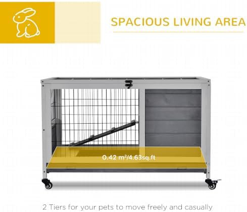 Elevated grey hutch with enclosed run — photo 3