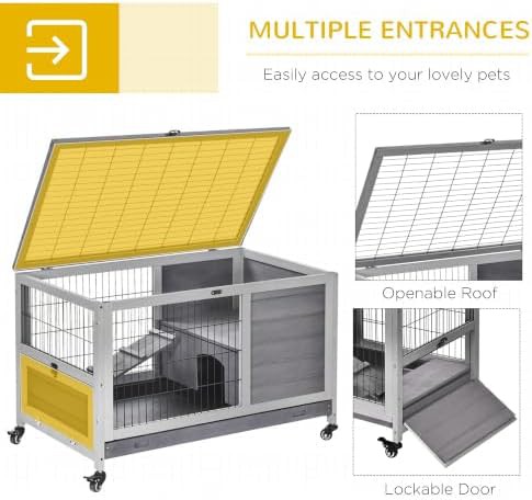 Elevated grey hutch with enclosed run — photo 4