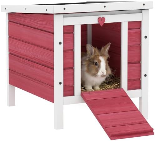Red wooden hutch with waterproof roof