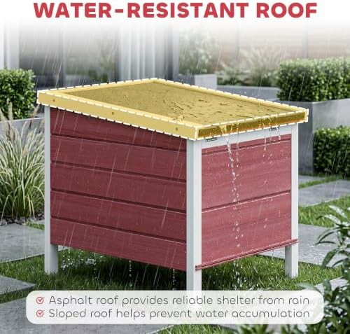 Red wooden hutch with waterproof roof — photo 4