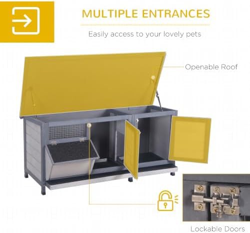Gray wooden hutch with feeding trough — photo 4