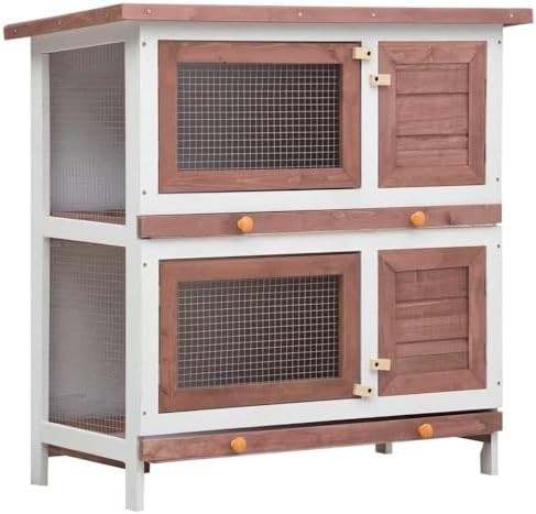 Four door double decker wooden hutch