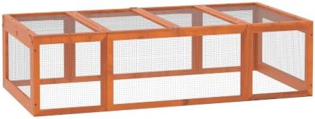 Natural wood outdoor hutch with run