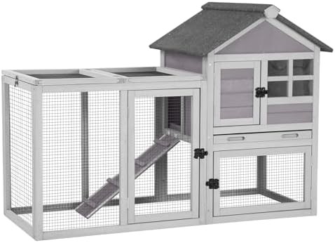 Grey chicken coop and bunny run