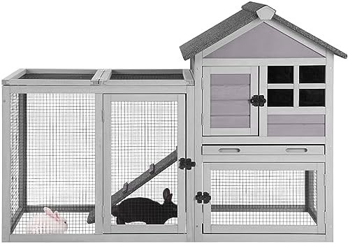 Expandable natural wood indoor bunny cage