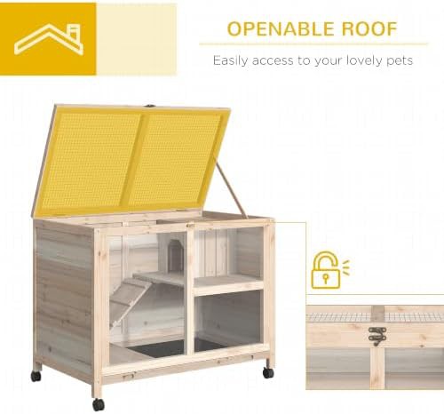 Natural wood hutch with openable roof — photo 4