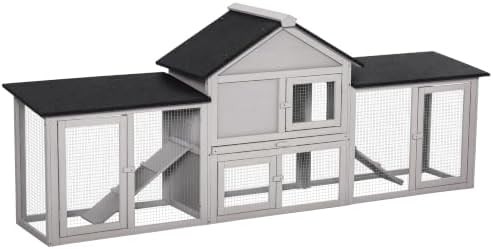 Outdoor grey hutch with weatherproof roof