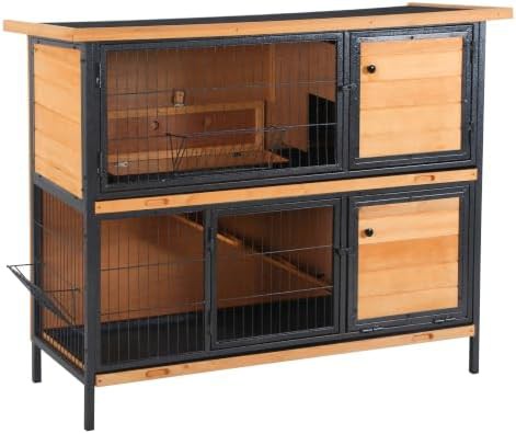 Wooden two story hutch with ramp