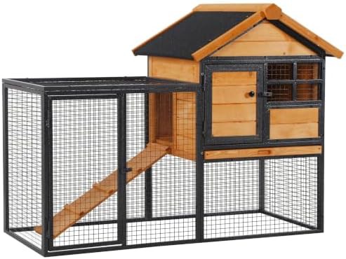 Two level hutch with hinged roof