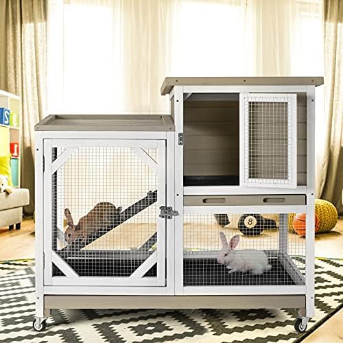 Mocca Wooden Bunny Cage with Sliding Door