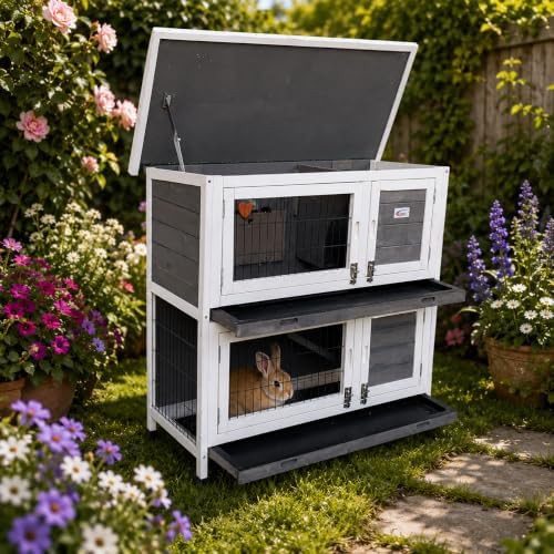 Grey double decker hutch on legs — photo 3