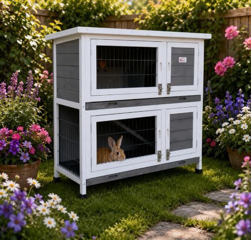Grey double decker hutch on legs — photo 4