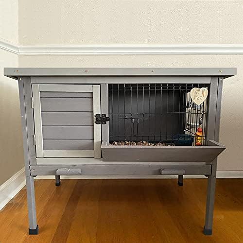 Indoor and outdoor hutch with metal wire pan