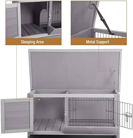 Indoor and outdoor hutch with metal wire pan — photo 3