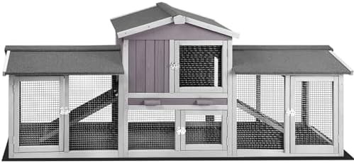 Wooden rabbit house with pvc bottom run