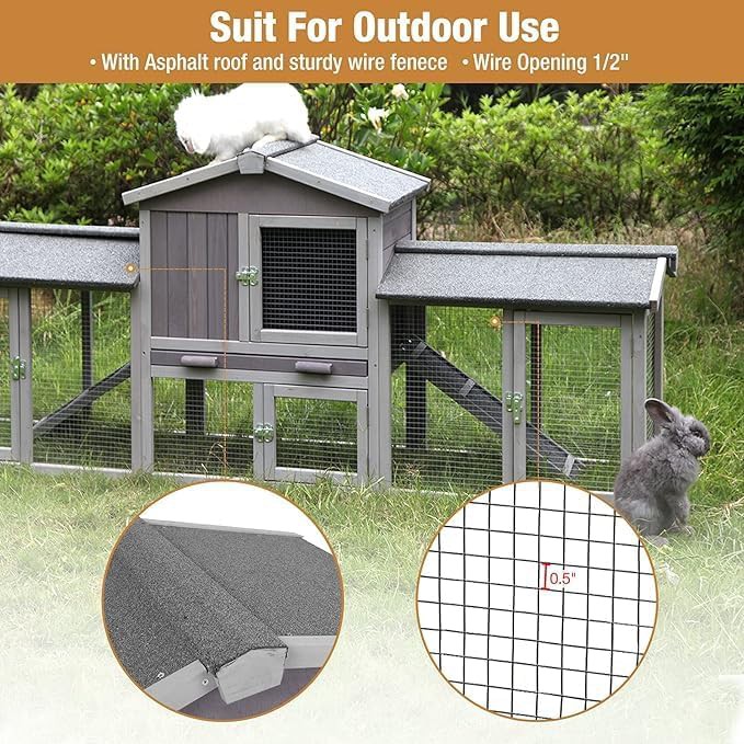 Wooden rabbit house with pvc bottom run — photo 3