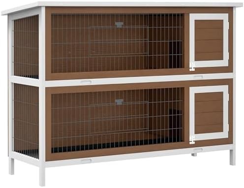 Two story brown lockable rabbit hutch