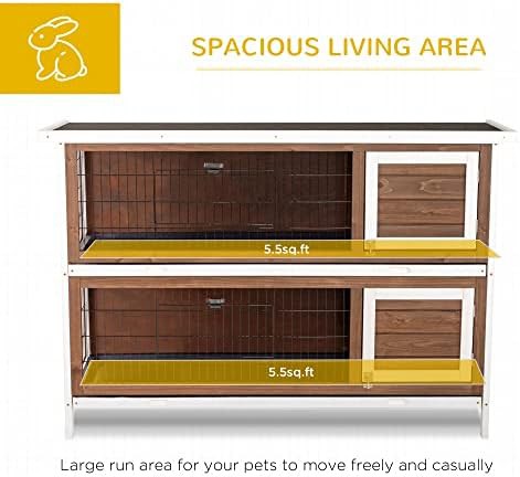 Two story brown lockable rabbit hutch — photo 3
