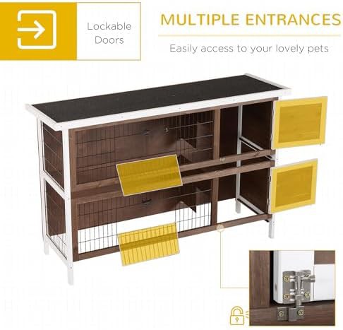 Two story brown lockable rabbit hutch — photo 4