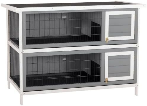 Dark grey two story wooden hutch