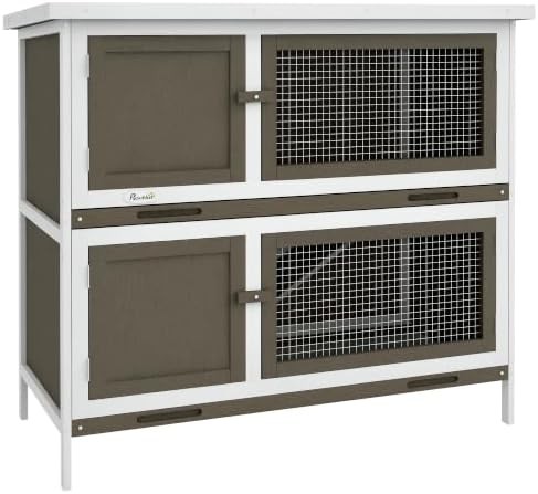 Brown wooden hutch with removable tray