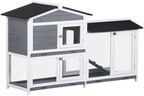 Grey wooden hutch with lockable doors
