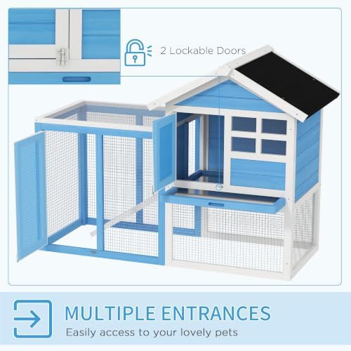 Light blue wooden hutch with run — photo 4