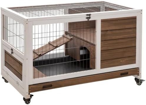 Elevated brown hutch with no leak tray