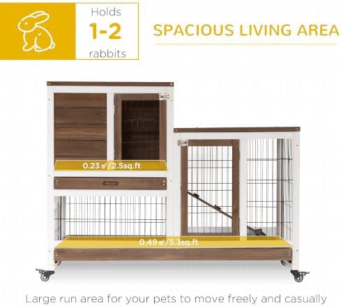 Brown elevated hutch with enclosed run — photo 3