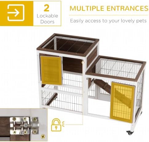 Brown elevated hutch with enclosed run — photo 4