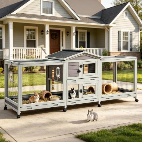 Outdoor Rabbit Cage with Chew Proof Ramp