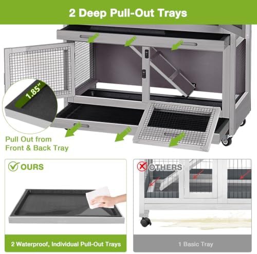 Two Story Wood Pet Cage with Casters — photo 4