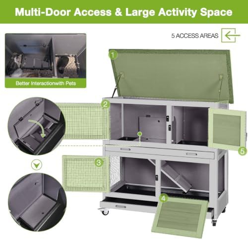 Two Story Wood Pet Cage with Casters — photo 5