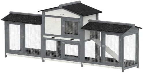Large grey wooden hutch with double runs