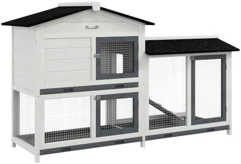 White outdoor hutch with run area