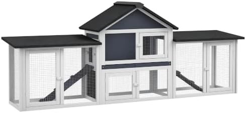 Long dark grey double run hutch