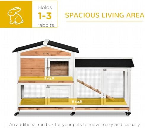 Natural wood hutch with rolling wheels — photo 3