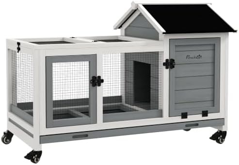 Grey mobile hutch with internal ramp