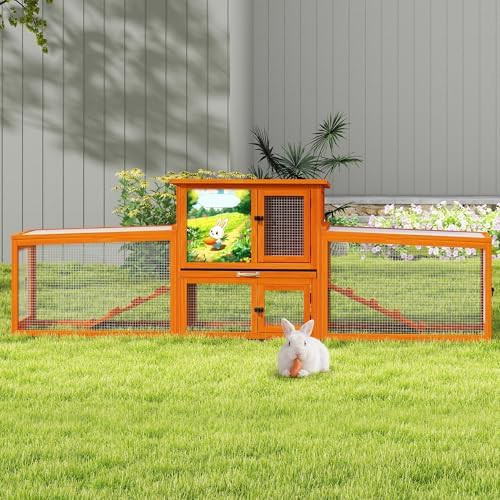 Extra large orange wooden bunny cage