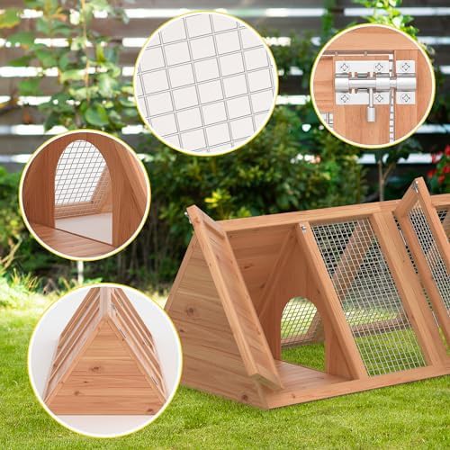 Wooden A-frame outdoor rabbit hutch — photo 3
